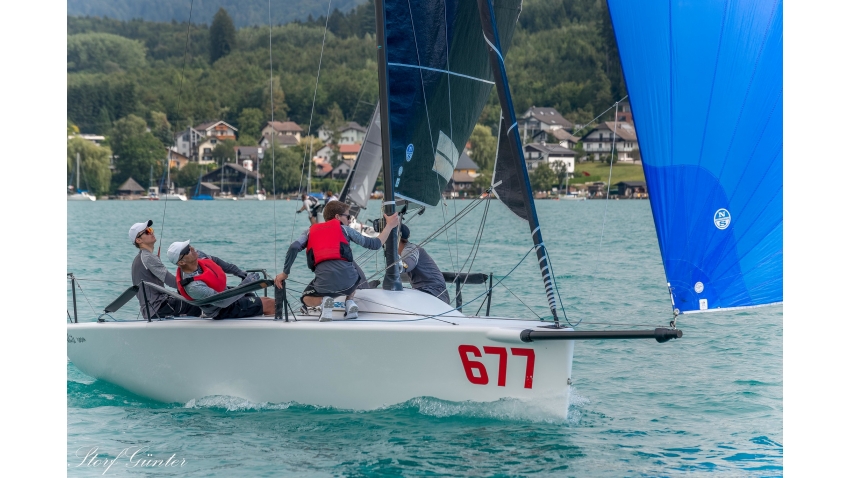 White Room GER677 of Michael Tarabochia - current leader of the 2020 Melges 24 European Sailing Series at the Melges 24 European Sailing Series Event #2 in Attersee, Austria