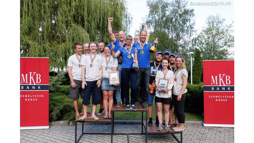2014 Melges 24 Europeans in Balatonfüred, Hungary - Corinthian podium - 1st Lenny EST790 of Tõnu Tõniste, 2nd Salty Dog DEN779 of Peter Warrer, 3rd Melges.dk DEN612 of Kris Houmann