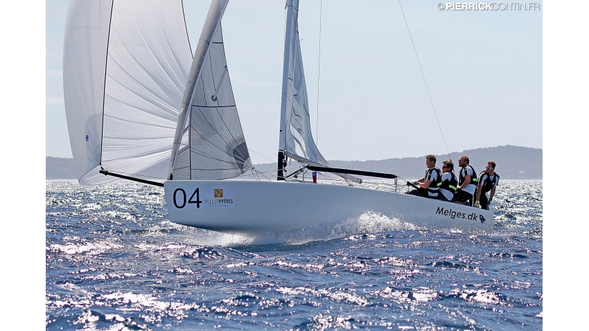 Melges.dk DEN612 of Kris Houmann with Rasmus Damsgaard, Rasmus Melsen and Soren Braad Steen at the 2016 Melges 24 Europeans, Hyeres, FRA