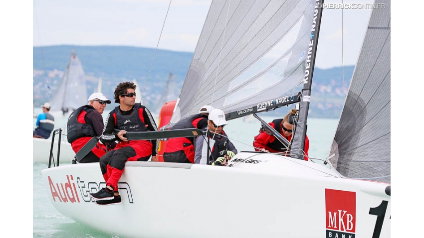 AudiTron ITA840 of Riccardo Simoneschi with Enrico Fonda, Manuel Modena, Federico Buscaglia and Lucia Giorgetti - 4th place at the 2014 Melges 24 European Championship, Balatonfüred, Hungary