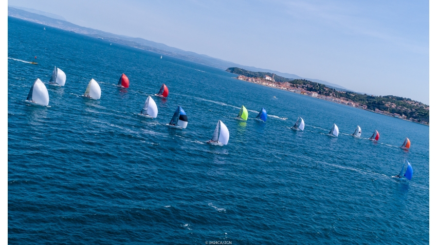 Melges 24 fleet on Piran Bay in Portoroz, Slovenia