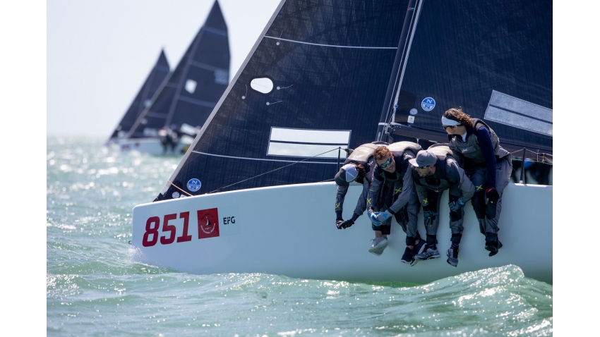 Bruce Ayres and his team on 'Monsoon' with Jeremy Wilmot, Tomas Dietrich, Ted Hackney and Chelsea Simms lead the Melges 24 fleet on day 3 of the 94th Bacardi Cup 2021 on Biscayne Bay