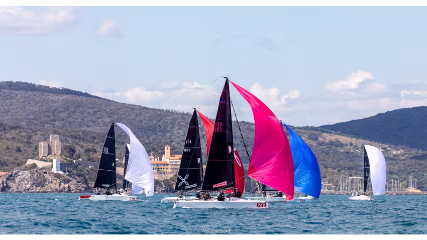 Melgina IT693 of Paolo Brescia with Simon Sivitz Kosuta, Jas Farneti, Stefano Orlandi and Ariberto Strobino - 2021 ITA Melges24Tour Act 1 Talamone