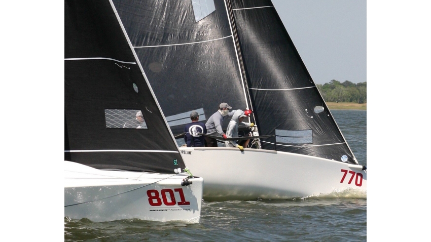 James Hannah of ONE15 Brooklyn Sail Club on Pipeline with Michael Brusic, James Fales and Kip Watson - Melges 24 Gold Cup 2021 - Charleston, USA