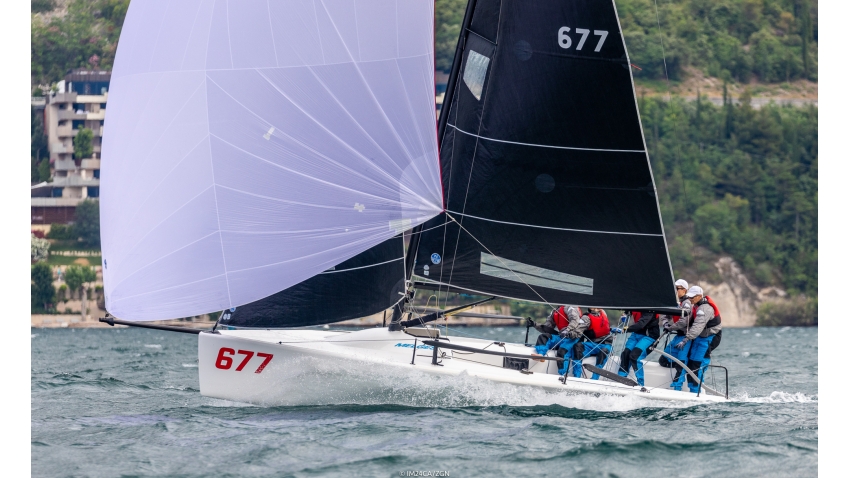 White Room GER677 of Michael Tarabochia with Luis Tarabochia at the helm and Marco Tarabochia, Sebastian Bühler and Marvin Frisch in crew - Melges 24 European Sailing Series 2021 - Event 1 - Malcesine, Italy