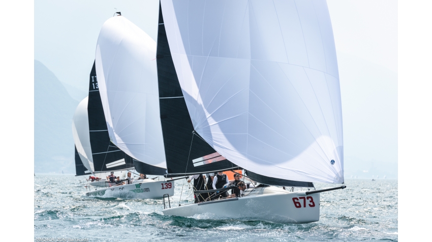 Peter Karrie's Nefeli GER673 leading the pack - Melges 24 European Sailing Series 2021 - Event 2 - Riva del Garda, Italy