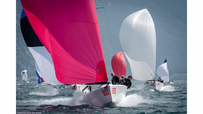 Paolo Brescia’s Melgina ITA693 with Simon Sivitz calling the tactics - Melges 24 European Sailing Series 2021 - Event 2 - Riva del Garda, Italy