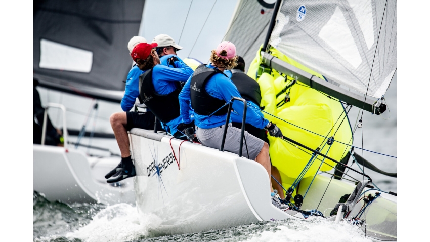 Laura Grondin aboard her Melges 24 Dark Energy with her team of tactician Taylor Canfield, Cole Brauer, Richard Peale and Matthew Ray - Block Island Race Week 2021