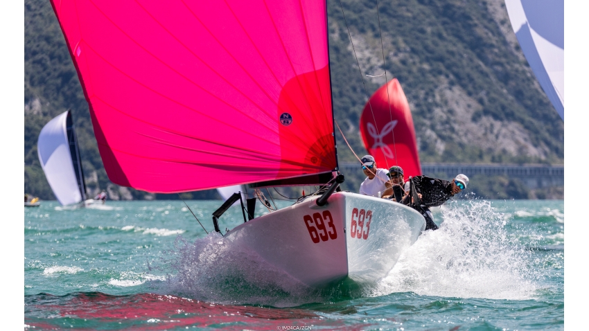 Paolo Brescia’s Melgina ITA693 with Simon Sivitz calling the tactics - Melges 24 European Sailing Series 2021 - Event 3 - Riva del Garda, Italy