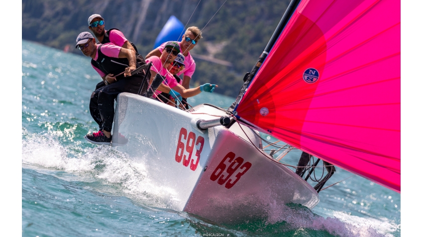 Paolo Brescia’s Melgina ITA693 with Simon Sivitz calling the tactics - Melges 24 European Sailing Series 2021 - Event 3 - Riva del Garda, Italy