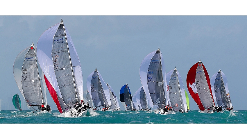 Melges 24 fleet at the 2016 Melges 24 World Championship in Miami