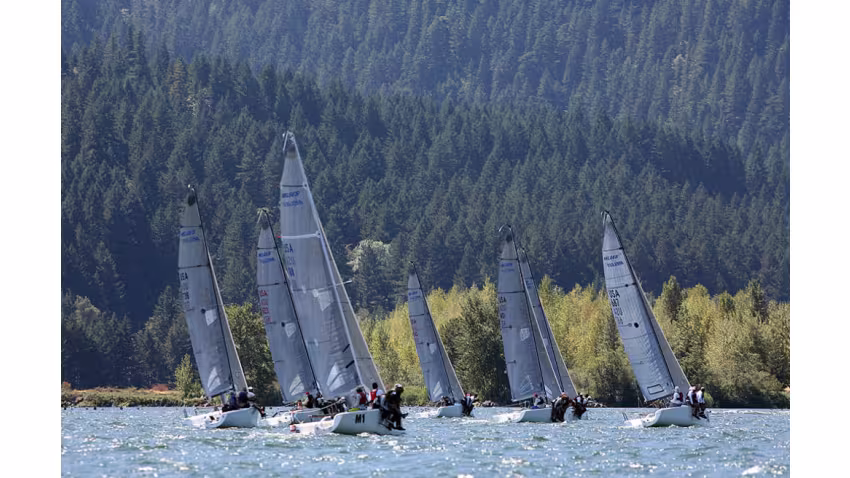 Melges 24 fleet in Columbia Gorge
