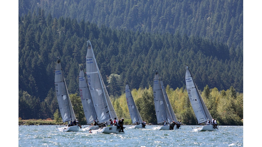 Melges 24 fleet in Columbia Gorge