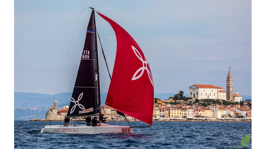 Sergio Caramel's Arkanoe by Montura ITA809 won Race 3 on Day One at the Melges 24 European Championship 2021 in Portoroz