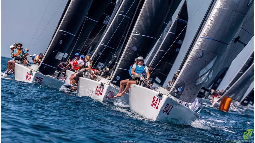 Team War Canoe USA841 of Michael Goldfarb takes another bullet on Day Three at the Melges 24 European Championship 2021 in Portoroz, Slovenia.