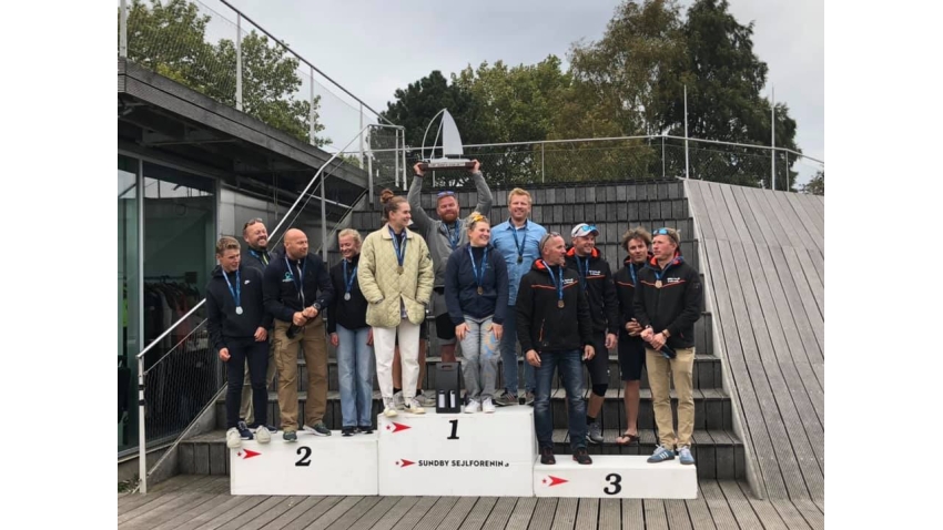 Top three of the 2021 Melges 24 Danish Nationals - Whosah DEN840 of Marc Wain Pedersen, Top Gun DEN761 of Peter Havn and DEN-409 Randalin of Kim Haugaard