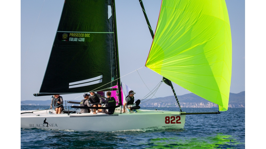 Richard Thompson's Black Seal GBR822 steered by Stefano Cherin wins the final regatta of the Melges 24 European Sailing Series 2021 in Trieste, Italy