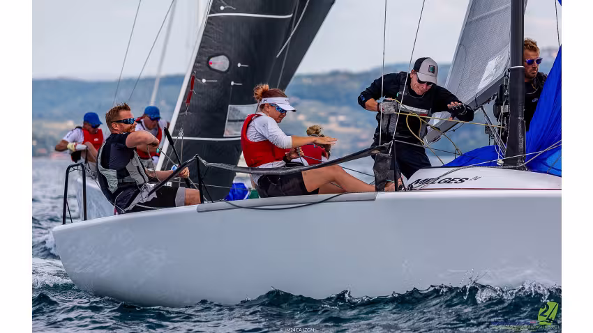 Marc Wain Pedersen and crew of Claes Bohn-Willeberg, Kristian Schaldemose, Lærke Marie Sørensen and Astrid Harsaae at the Melges 24 Europeans 2021 in Portoroz, Slovenia
