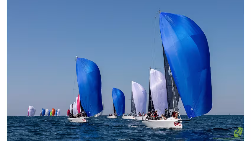 Whosah DEN840 of Marc Wain Pedersen and crew of Claes Bohn-Willeberg, Kristian Schaldemose, Lærke Marie Sørensen and Astrid Harsaae at the Melges 24 Europeans 2021 in Portoroz, Slovenia