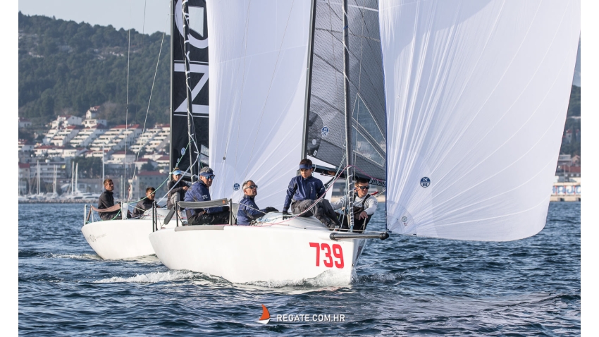 Luka Šangulin on Panjić CRO739 with Noa Sangulin, Tonko Ramesa, Tomislav Basic and Duje Frzop -  Melges 24 Croatian National Championship 2021 - Split, Croatia