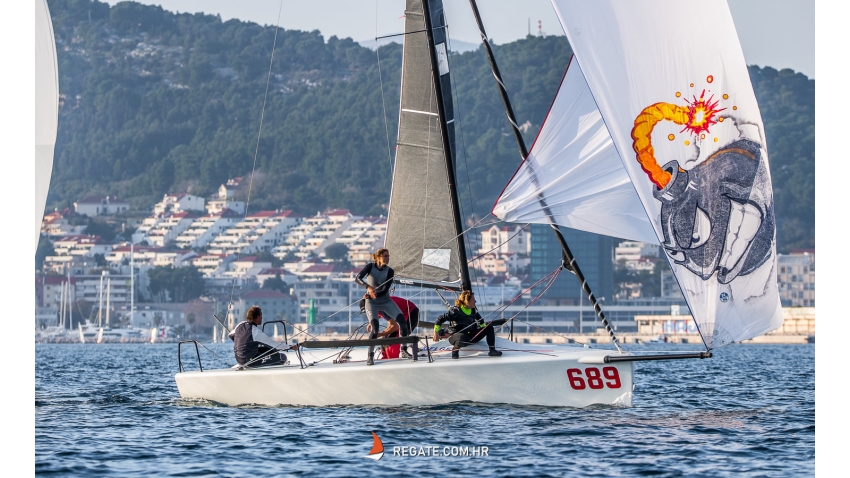 Michele Paoletti and his team on Strambapapa ITA689 with Giovanna Micol, Giulia Pignolo, Giacomo Degvardo and Stefano Ciampalini - Melges 24 Croatian National Championship 2021 - Split, Croatia