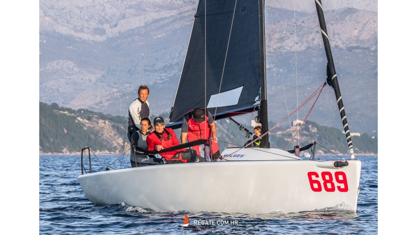 Michele Paoletti and his team on Strambapapa ITA689 with Giovanna Micol, Giulia Pignolo, Giacomo Degvardo and Stefano Ciampalini - Melges 24 Croatian National Championship 2021 - Split, Croatia