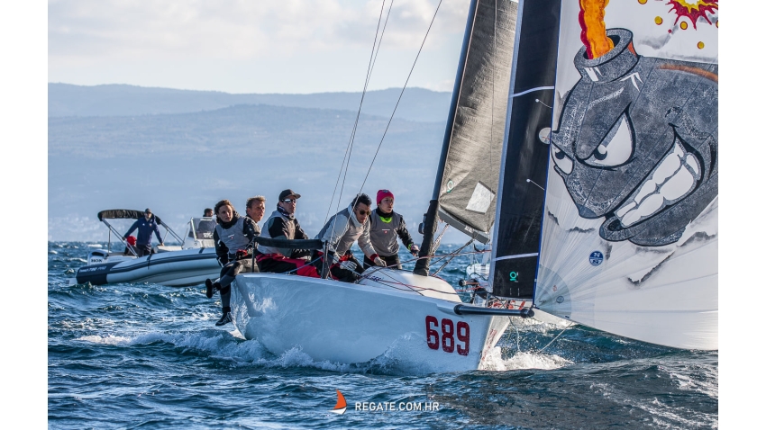 Michele Paoletti and his team on Strambapapa ITA689 with Giovanna Micol, Giulia Pignolo, Giacomo Degvardo and Stefano Ciampalini - Melges 24 Croatian National Championship 2021 - Split, Croatia