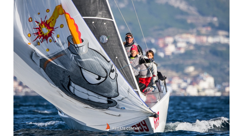 Michele Paoletti and his team on Strambapapa ITA689 with Giovanna Micol, Giulia Pignolo, Giacomo Degvardo and Stefano Ciampalini - Melges 24 Croatian National Championship 2021 - Split, Croatia