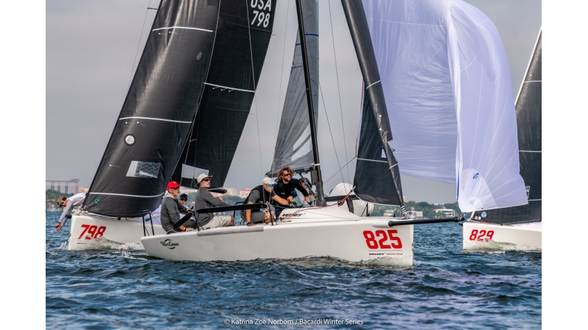 Michael Goldfarb's War Canoe USA825 with Jonny Goldsberry, Morten Henriksen, Matteo Ramian and Emory Williams - 2nd Melges 24 at the Bacardi Winter Series 2021-2022 - Event 2 - Miami, FL