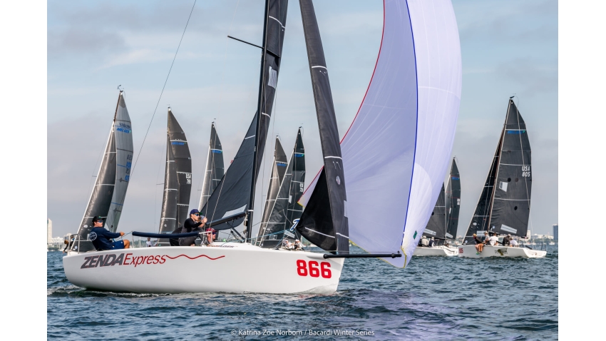 Harry Melges IV with Finn Rowe, Ripley Shelley, Jeremy Wilmot and Kate O’Donnell on the newest Melges 24 Zenda Express USA866 - Bacardi Winter Series 2021-2022 - Event 2 - Miami, FL