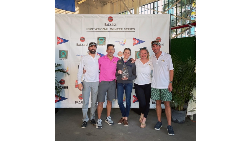 Megan Ratliff's Decorum USA805 with Hunter Ratliff, Katrina Williams, Halsey Richartz and Zac Hernandez - Corinthian winner at the Bacardi Winter Series 2021-2022 - Event 2 - Miami, FL