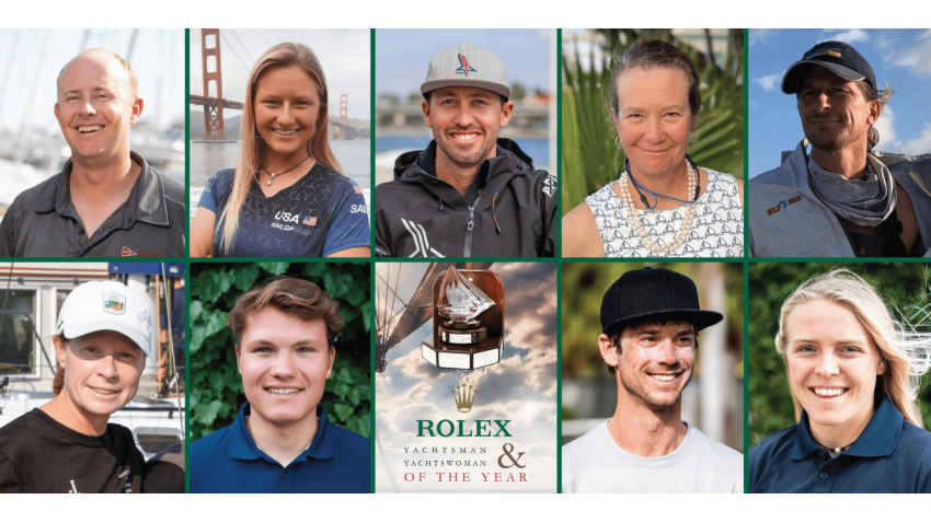 Yachtswoman Finalists – Daniela Moroz, Laura Grondin, Nicole Breault, Anna Weis     Yachtsman Finalists – Conner Blouin, Taylor Canfield, Erik Shampain, Harry Melges IV, Dave Hughes