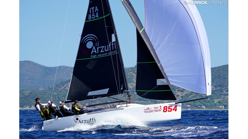 Maidollis ITA854 of Gian Luca Perego, helmed by Carlo Fracassoli is the reigning Melges 24 World Champion, crowned at the Melges 24 Worlds in Villasimius, Sardinia, Italy in October 2019 