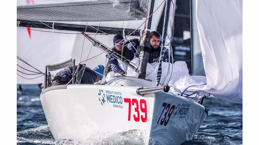 Panjić CRO739 from JK Briva with Luka Šangulin, Tomislav Bašić, Marko Smolić, Duje Fržop and Noa Šangulin - CRO Melges 24 Cup 2022 - Event 1 - Dubrovnik