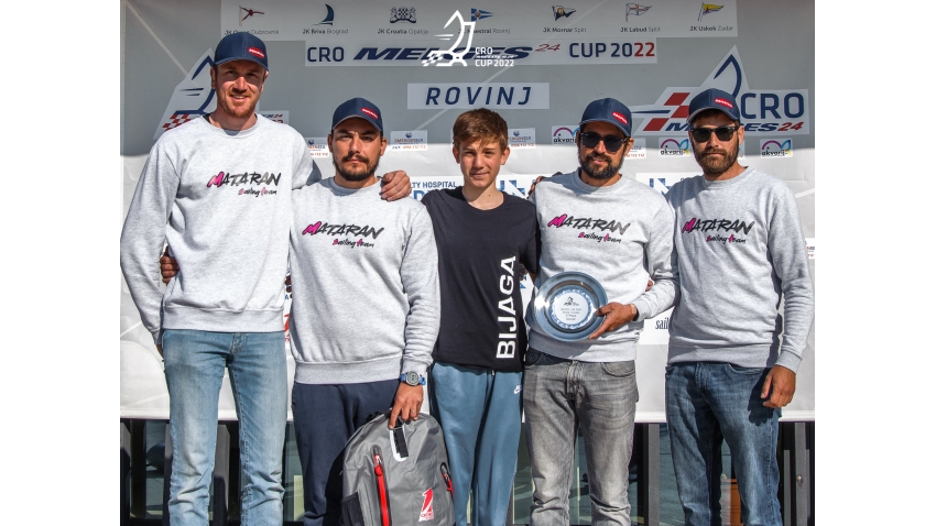 Mataran CRO 383 of Ante Botica with Ivo Matic, Mario Skrlj, Damir Civadelic and Max Carija - second overall and the best Corinthian team at the first event of the Melges 24 European Sailing Series 2022 in Rovinj, Croatia.