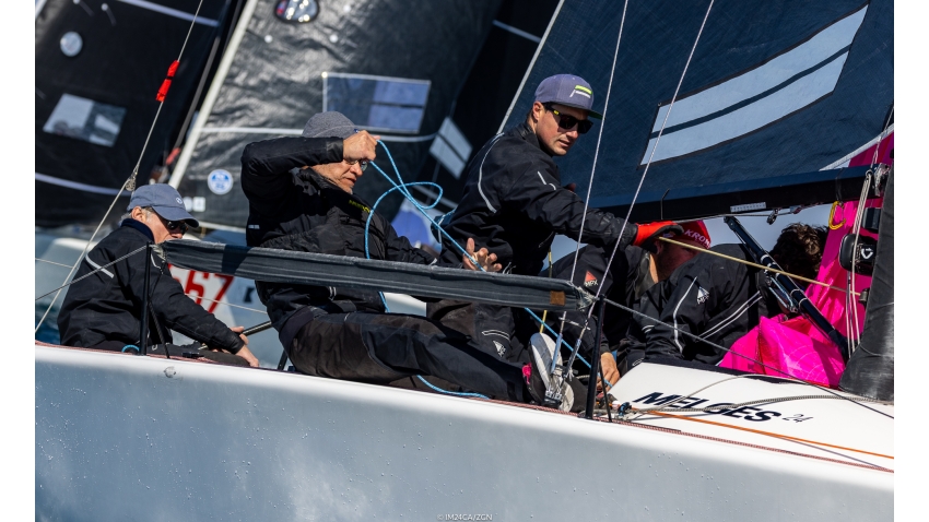 Melgina ITA693 of Paolo Brescia with Simon Sivitz calling the tactics, finished fifth the first event of the Melges 24 European Sailing Series 2022 in Rovinj, Croatia.