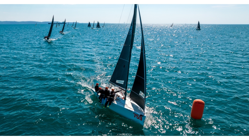 The best “actor in a leading role” was a Corinthian crew of Hungarian Akos Csolto Seven_Five_Nine HUN759, leading the pack after Day One at the second event of the Melges 24 European Sailing Series 2022 in Trieste, Italy