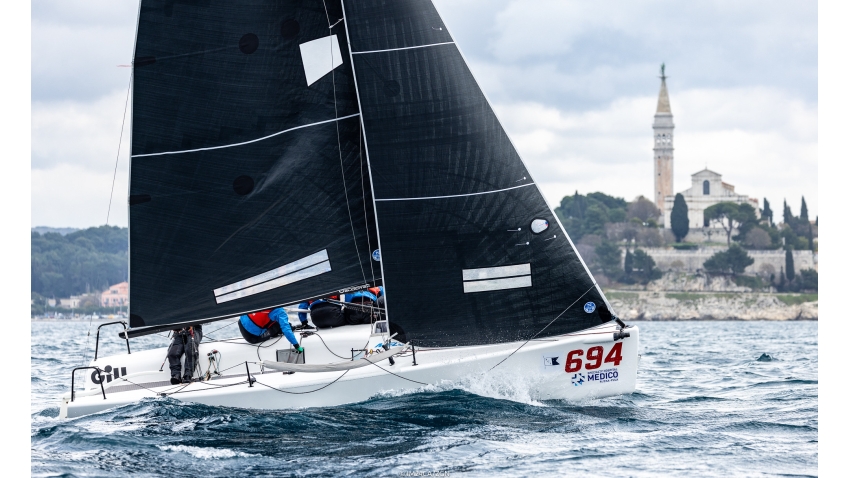 Miles Quinton’s Gill Race Team GBR694 with Geoff Carveth helming