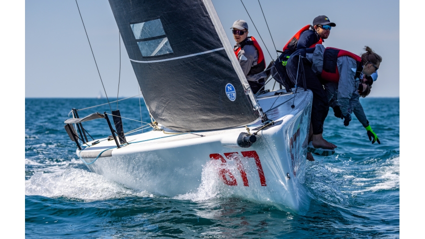 White Room GER677 of Michael Tarabochia, with Luis Tarabochia helming are on the second position both in overall and Corinthian ranking after Day One at the second event of the Melges 24 European Sailing Series 2022 in Trieste, Italy