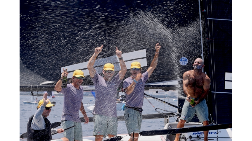 2022 Melges 24 World Champions on Raza Mixta of Peter Duncan, with Victor Diaz de Leon calling the tactics and Erik Shampain, Matt Pistay and Morgan Trubovich in the crew 