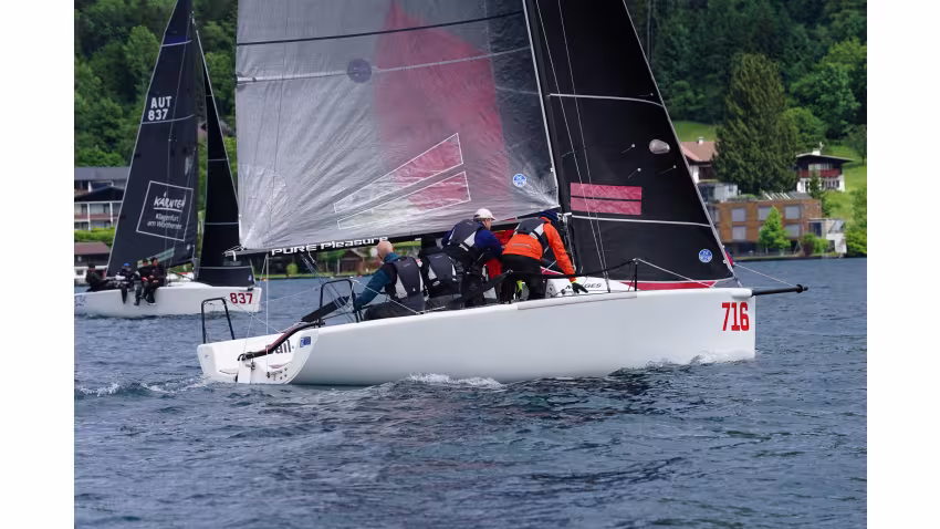 AUT716 Pure of Michael Schineis, Jaun Wickl, Simona Höllerman, Eddy Eich, Diana Fabian - finished third the Melges 24 European Sailing Series 2022 event in Austria