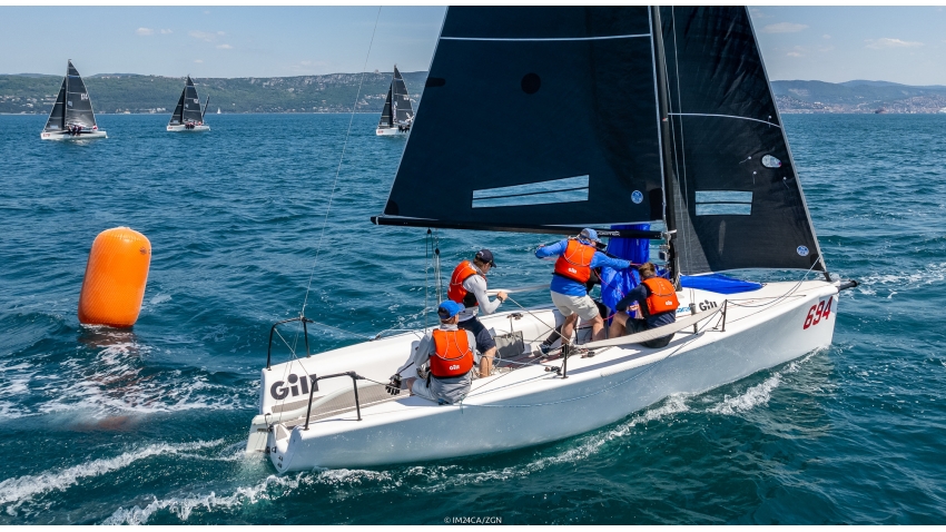 Gill Race Team (4-7-4-7) of Miles Quinton with Geoff Carveth helming and Andrew Shaw, Guy Fillmore and Margarida Lopes in the crew fought to the top five completing the Corinthian podium