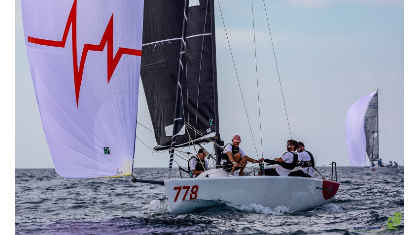 Three-time and defending Melges 24 Corinthian World Champion Taki 4 (ITA) with Niccolo Bertola at the helm, Giacomo Fossati calling the tactics and Marco Zammarchi, Giovanni Bannetta and Pietro Seghezza in team