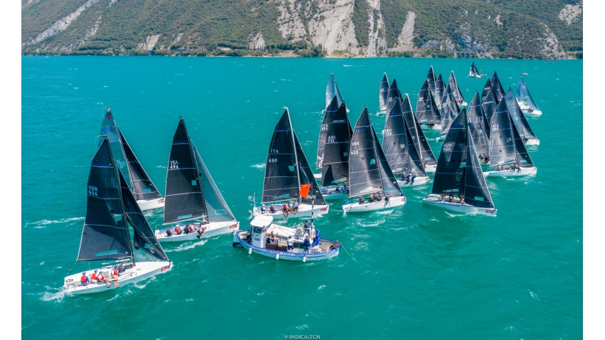 Day One of the fourth event of the Melges 24 European Sailing Series 2022 on lake Garda, in Italy 