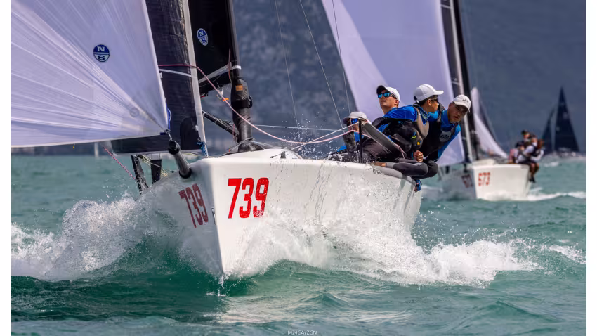 Luka Sangulin’s Panjic (CRO; 1-UFD-1) got two bullets on Day 2 of the Melges 24 European Sailing Series 2022 event 4 in Riva del Garda, Italy.