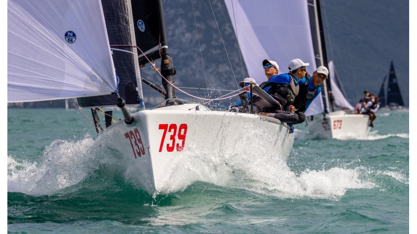 Luka Sangulin’s Panjic (CRO; 1-UFD-1) got two bullets on Day 2 of the Melges 24 European Sailing Series 2022 event 4 in Riva del Garda, Italy.