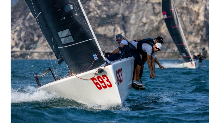 Paolo Brescia’s Melgina ITA693 with Simon Sivitz calling the tactics - Melges 24 European Sailing Series 2022 - Event 4 - Riva del Garda, Italy