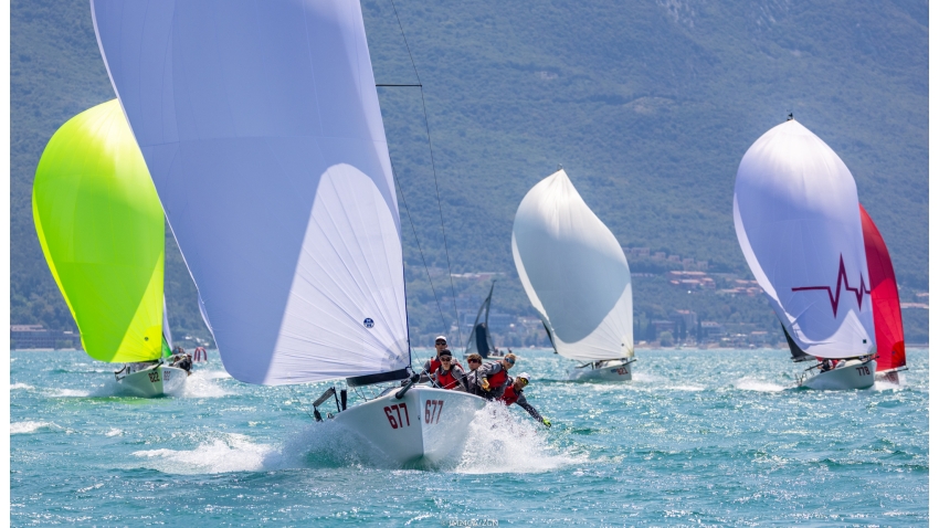 White Room GER677 of Michael Tarabochia with Luis Tarabochia steering finishes the Day 1 of the Melges 24 European Sailing Series 2022 event 4 in Riva del Garda as the best Corinthian team, being eighth in the overall ranking