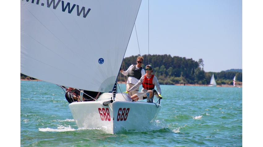 Jörg TILLMANNS' Seven Seas GER688 with Sabine TILLMANNS, Leon GÖBL, Christian GÖBL and Jakob TILLMANNS at the Melges 24 German Open 2022