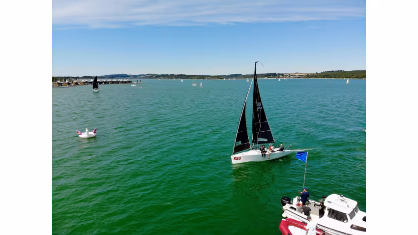 Jörg TILLMANNS' Seven Seas GER688 with Sabine TILLMANNS, Leon GÖBL, Christian GÖBL and Jakob TILLMANNS at the Melges 24 German Open 2022